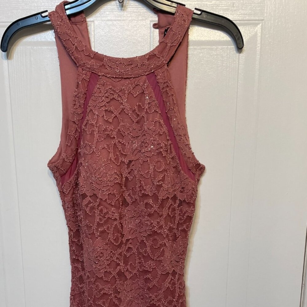 Le Chateu pink lace dress